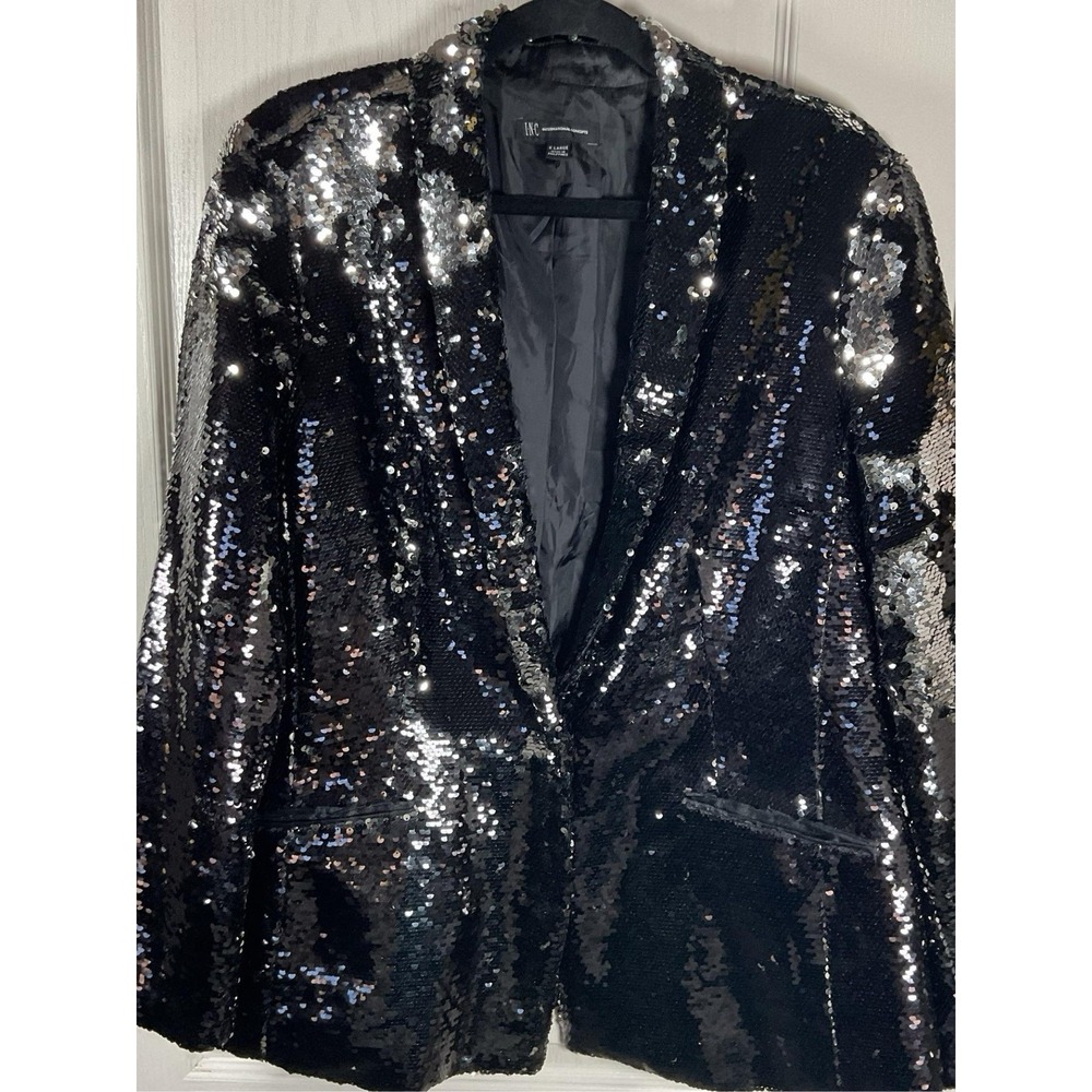 INC International Concepts Women's Black Glitter Blazer Size XL Regular